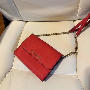 Michael Kors Red Orange Wallet Phone Crossbody